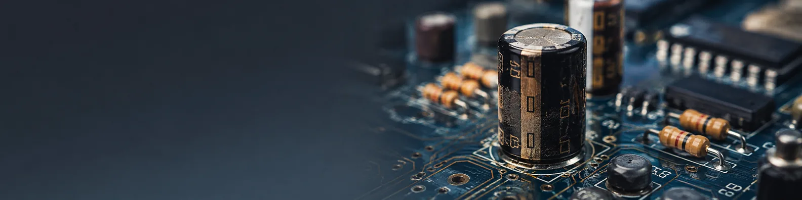 Vintage capacitor and electronic components technology LinkedIn background banner