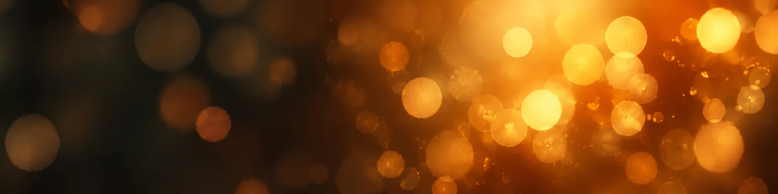 Warm golden bokeh glow circles on a dark blurred abstract background LinkedIn banner
