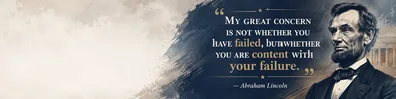 Abraham Lincoln persistence quote LinkedIn background banner with navy beige textured resilience design