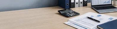 Accounting Office Desk professional business LinkedIn background banner with clean corporate styling