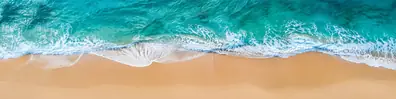 Aerial ocean shoreline with turquoise water and sandy beach LinkedIn background banner