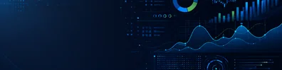 Analytics code LinkedIn background banner with abstract code-like patterns, data charts, graph overlays, and dashboard elements blended into a dark technology design
