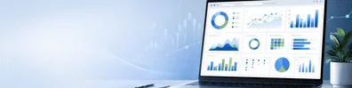 Business Analytics Dashboard professional business LinkedIn background banner with clean corporate styling