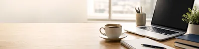 Business Coffee And Laptop Desk professional business LinkedIn background banner with clean corporate styling