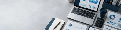 Business Data Analysis Desk professional business LinkedIn background banner with clean corporate styling