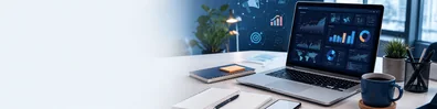 Digital Marketing Workspace professional business LinkedIn background banner with clean corporate styling