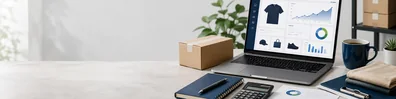 E Commerce Business Desk professional business LinkedIn background banner with clean corporate styling