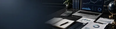 Finance And Investment Desk professional business LinkedIn background banner with clean corporate styling