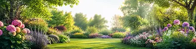 Peaceful garden life LinkedIn background banner