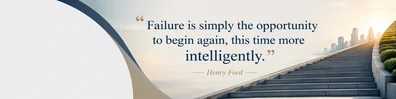 Henry Ford success quote LinkedIn background banner with upward motion navy white grey beige and muted green