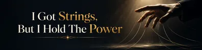 Dramatic power quote LinkedIn background banner with hand holding strings