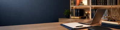 Lawyer Office Desk professional business LinkedIn background banner with clean corporate styling