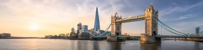 London skyline at sunset with modern and classic architecture LinkedIn background banner