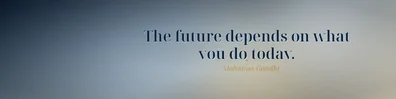 Mahatma Gandhi purpose quote LinkedIn background banner with sunrise light navy white beige grey and soft gold direction lines