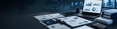 Management Consulting Desk professional business LinkedIn background banner with clean corporate styling