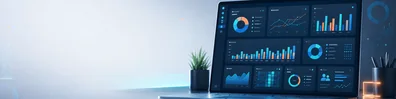 Marketing Analytics Dashboard professional business LinkedIn background banner with clean corporate styling