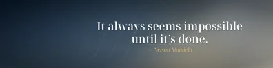 Nelson Mandela change quote LinkedIn background banner with upward motion navy white grey beige and muted gold