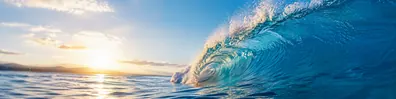 Ocean wave in motion at sunrise LinkedIn background banner