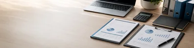 Office Desk With Documents professional business LinkedIn background banner with clean corporate styling