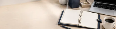 Office Desk With Planner professional business LinkedIn background banner with clean corporate styling