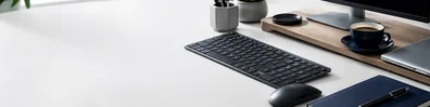 Office Workspace With Keyboard professional business LinkedIn background banner with clean corporate styling