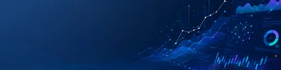 Predictive analytics technology LinkedIn background banner with abstract forecasting graph lines, machine learning data points, dashboard visuals, and future-trend patterns