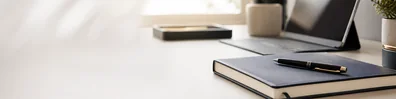 Professional Desk With Pen And Notebook professional business LinkedIn background banner with clean corporate styling