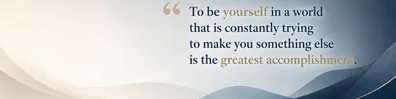 Ralph Waldo Emerson success quote LinkedIn background banner with self growth gradients navy white grey beige and muted blue