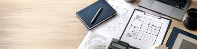 Real Estate Planning Table professional business LinkedIn background banner with clean corporate styling