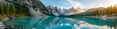 Serene moraine lake reflection LinkedIn background banner