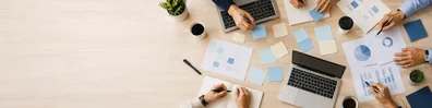 Startup Team Planning Session professional business LinkedIn background banner with clean corporate styling