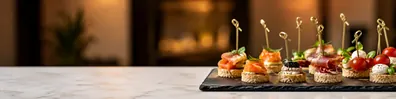 Tasty gourmet bites display business LinkedIn background banner