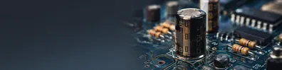 Vintage capacitor and electronic components technology LinkedIn background banner