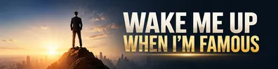 Ambitious city sunrise quote LinkedIn background banner with standing figure