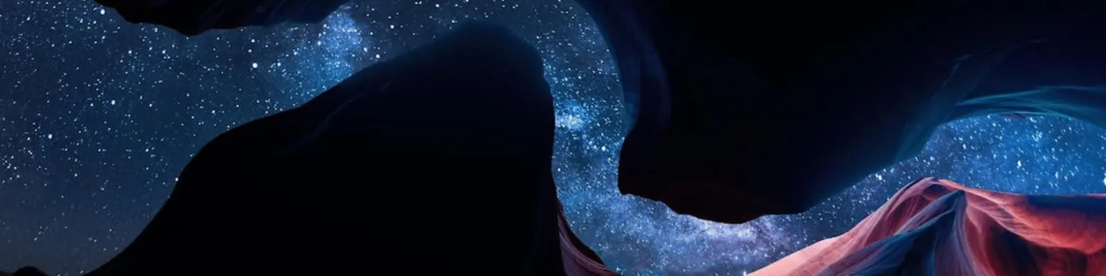 Starry Blue Sky with Red Mountain Silhouettes